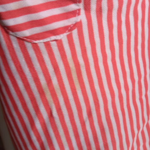 Vintage 70's Large Sleeveless Top Red & White Candy Stripe Womens Pocket Stretch - Picture 6 of 7